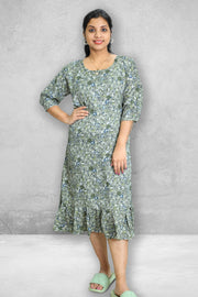 Floral Semi Chiffon Night Dress
