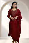 Silk Churidar with Copper Thread Work