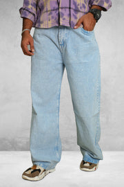 Wide-Leg Plain  Mens Baggy Jeans