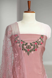 Elegant Silk Churidar Material with Floral Embroidery