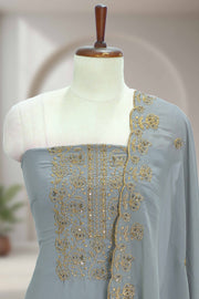 Georgette Churidar Material with Thread Work & Sequins