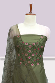 Elegant Silk Churidar Material-Floral Print