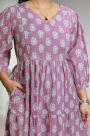 Printed Cotton Feeding Top with V-Neck
