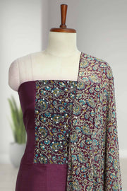 Silk Churidar Material with Mirror Work & Print