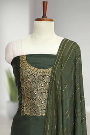 Silk Churidar Material with Golden Embroidery