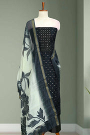 Silk Churidar Material-Thread Work With Butta