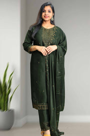 Silk Churidar – Golden Embroidery with Sequins