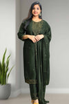 Silk Churidar – Golden Embroidery with Sequins