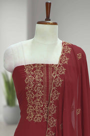 Georgette Churidar Material with Golden Thread & Sequins Work