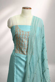 Silk Churidar Material – Golden Thread Work with Sequins