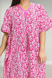 Polycotton Kaftan Night Dress with Floral Print
