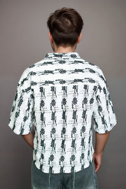 Printed Popcorn Five Sleeve Casual Shirt
