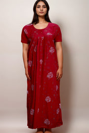 Printed Cotton Nighty with Stylish Cut