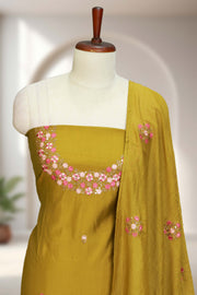 Elegant Silk Churidar Material – Thread & Sequins Delight