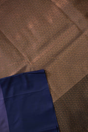 Soft Silk Saree with Golden Print & Contrast Butta