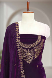 Fendy Churidar Material with Golden Embroidery & Sequins Work