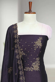 Silk Churidar Material with Embroidery & Beads Work