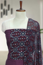 Printed Mirror Work Unstitched Dress Material