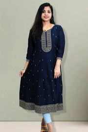 Silk Kurti – Golden Thread & Sequins Elegance