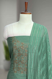 Silk Churidar Material with Sequin & Golden Thread Embroidery