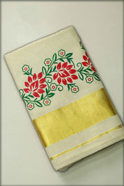 Kerala Set Saree-Print With Border