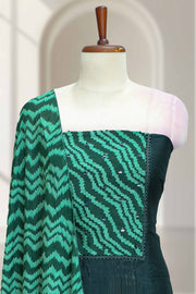 Silk Churidar Material with Zig Zag Print