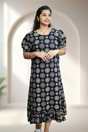 Cotton Circle Print Frock Night Dress