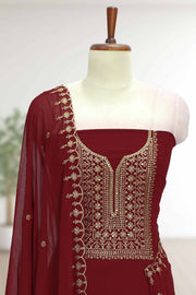 Georgette Churidar Material with Golden Embroidery & Box Work