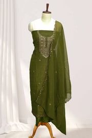 Elegant Georgette Churidar Material – Floral Thread & Sequin Embroidery