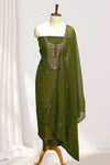 Elegant Georgette Churidar Material – Floral Thread & Sequin Embroidery