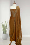 Elegant Georgette Churidar Material Set – Golden Embroidery & Stone Work