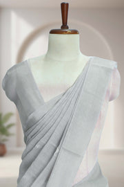 Fancy Cotton Saree with Silver Shine Border