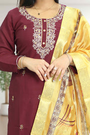 Sparkle Silk Stonework Churidar Set