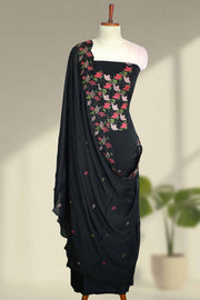 Silk Churidar Material – Floral Embroidery with Sequins