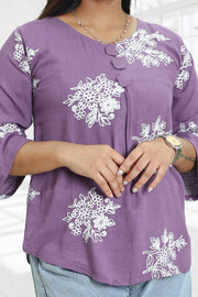 Rayon Short Top with Embroidery