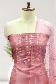 Silk Churidar Material –  Floral Thread & Sequins Work