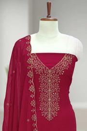 Silk Churidar Material with Golden Embroidery