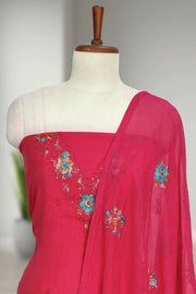 Silk Churidar Material-Floral Thread