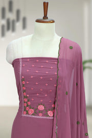 Floral Embroidered Sequinned Georgette Unstitched Churidar Material