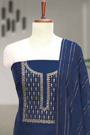 Silk Churidar Material with Golden Embroidery and Box Work