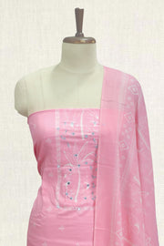 Elegant Printed Cotton Churidar Material with Mirror & Thread Work