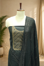 Silk Churidar Material – Golden Thread Work with Sequins