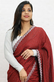 Chiffon Fancy Saree with Stone Work & Blouse