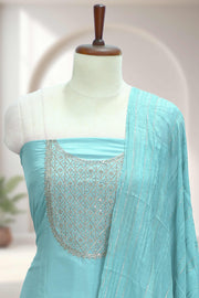 Silk Churidar Material with Sequin & Golden Thread Embroidery