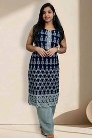 Elegant Cotton Kurti with Thread & Button Work
