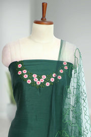 Elegant Silk Churidar Material-Floral Print