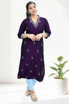 Soft Silk Kurti – Floral Thread Work