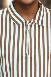 Men’s Loop Knit Collar T-Shirt with Front Zip Design