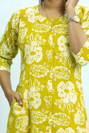 Kurti Palazzo Set – Print & Button Work