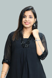 Georgette Flared Top with Thread & Glitter Work
